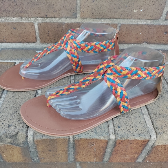 Steve Madden | Pressto Rainbow Braided Leather Gladiator Sandals Size 8.5 - Picture 12 of 14